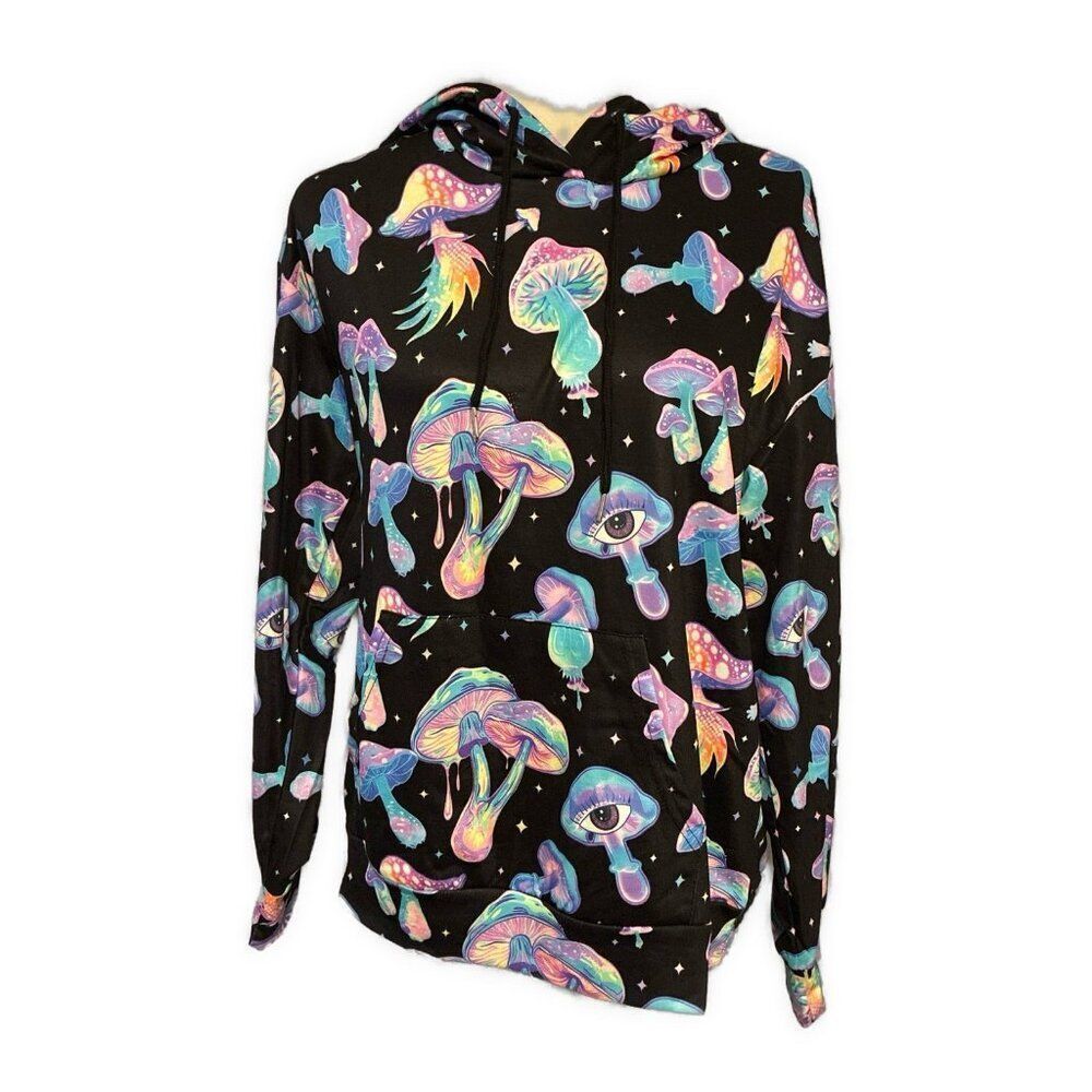 shein magic mushroom hoodie Black Pink Blue Purple Long Sleeve Jacket Xs